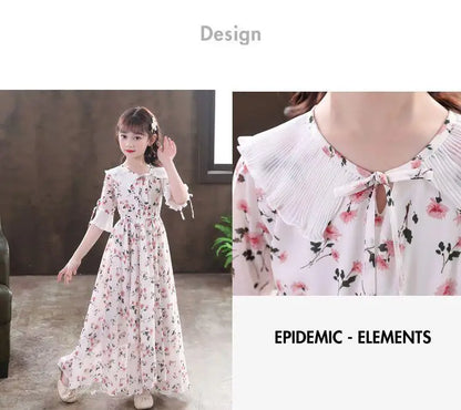 Long Floral Princess Party Dress for Girls 5-16Y Summer Elegant Bohemian Chiffon Maxi Dresses Teenage Girl Holiday Clothes 13 14