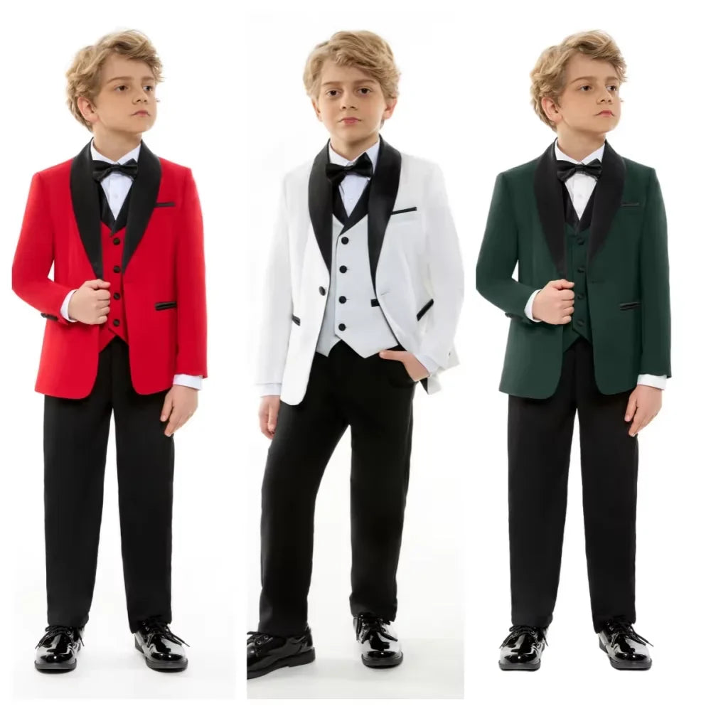 Fast Delivery Boys Slim Fit Suits 4 Pieces Piano Performance Outfit Three Colors Available Comfortable Long Sleeved Suit Set
