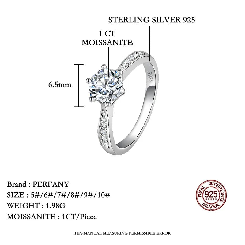 0.5-3CT Moissanite Ring For Women S925 Pure Silver Sparkling Engagement Ring Wedding High-end Jewelry