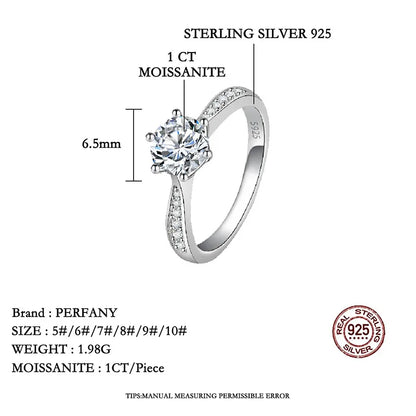0.5-3CT Moissanite Ring For Women S925 Pure Silver Sparkling Engagement Ring Wedding High-end Jewelry