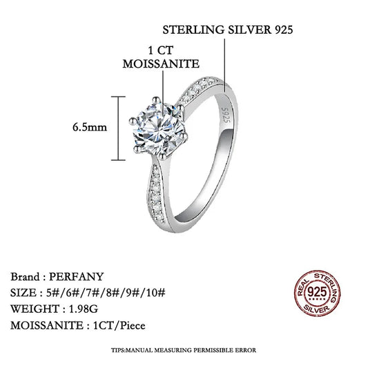 0.5-3CT Moissanite Ring For Women S925 Pure Silver Sparkling Engagement Ring Wedding High-end Jewelry