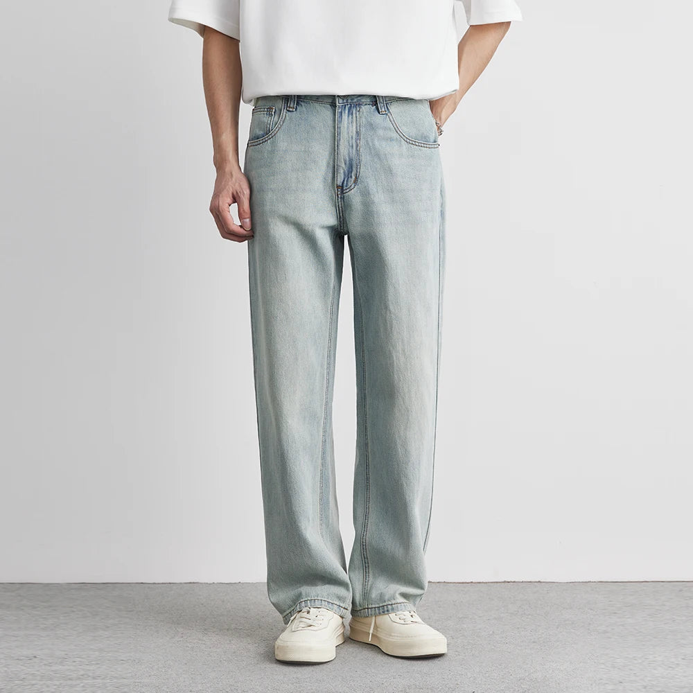 Calça Jeans Reta Verão 2025 Nova Fina Retrô Solta Casual Moda Calças Largas Calça Reta Jeans Tamanho Grande 25-36