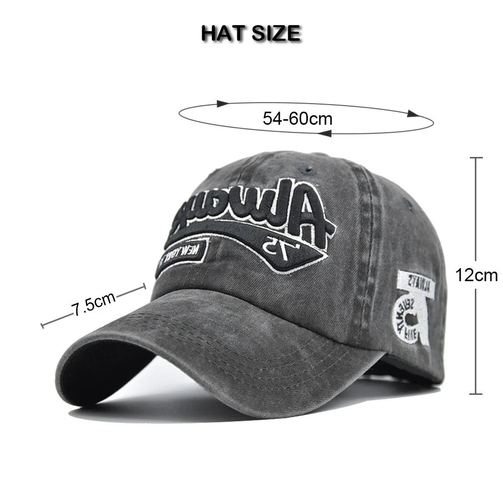 Embroidered Baseball Cap For Women Men New Spring Summer Solid Sunhat Retro Washable Sport Snapback Caps Hip Hop Fishing Hat