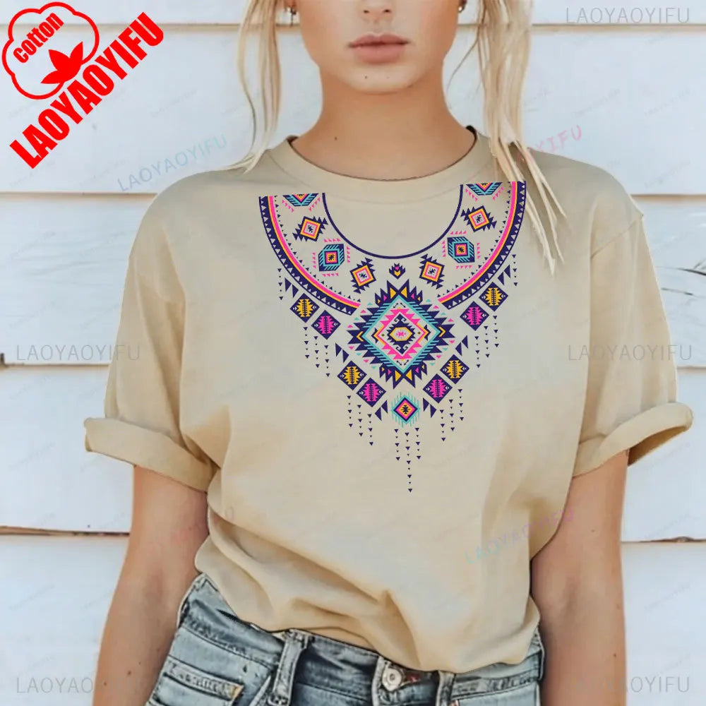 Shirt Ornament Print Shirt Ukraine Shirt Ukrainian T-shirt Gift for Women High Quality Cotton Tops Creativity Style