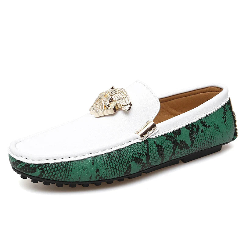 New Handmade Beanie Shoes Men's Genuine Leather Summer 2025 New British Trbottomyy Sole Patent Leather Casual Slip-On Driving Shoes