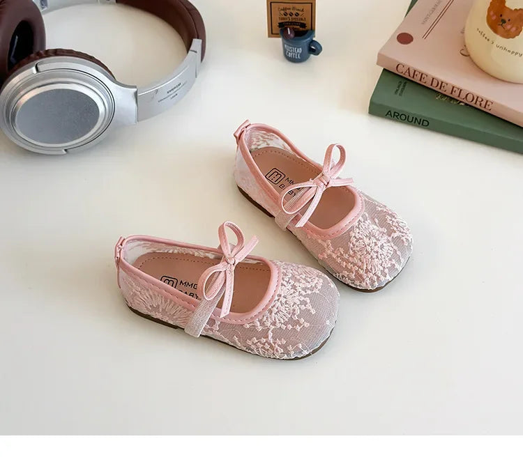 2025 Children Sandals for Girls Summer New Fashion Korean Style Soft Bottom Anti-slippery Versatile Chic Princess Mesh Shoes