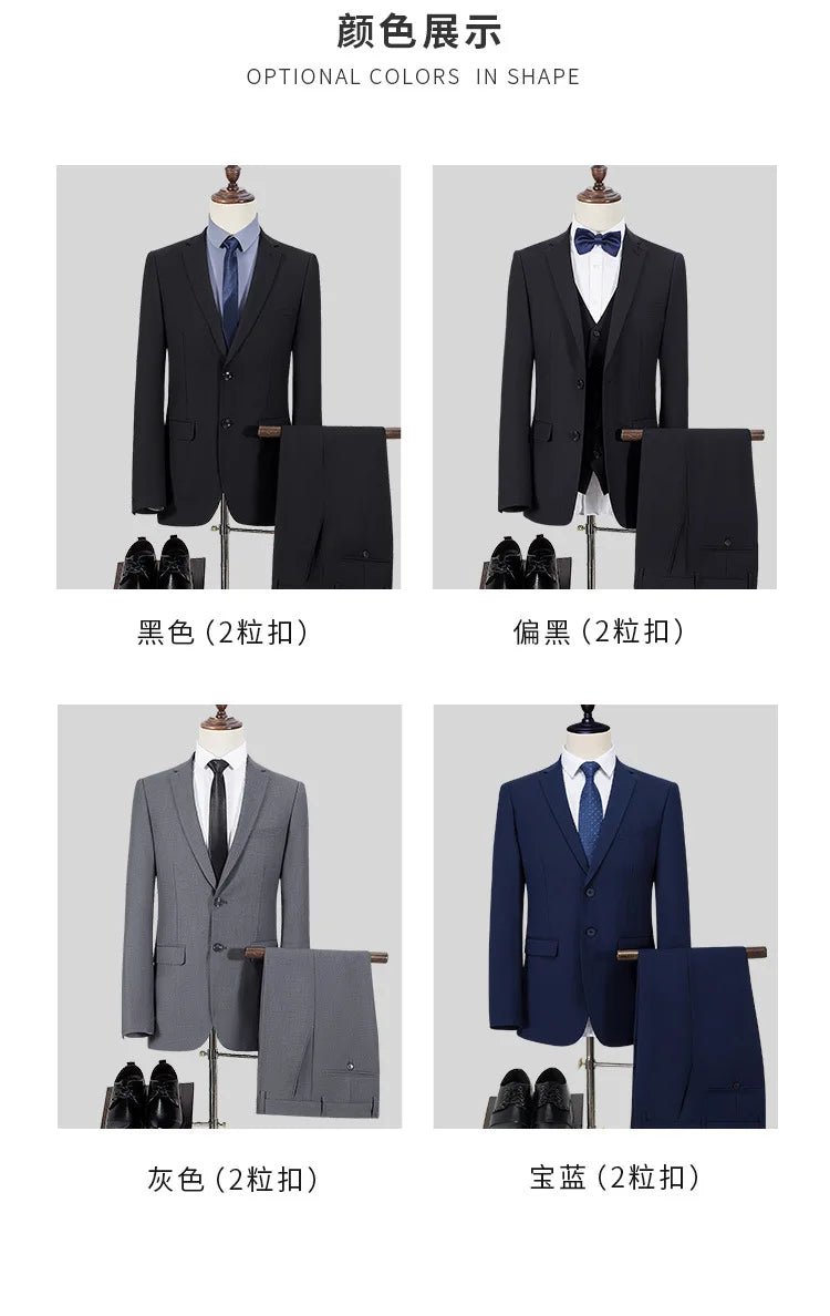 Terno S-8GG (Blazer + Calça) Masculino Moda Casual Ao Ar Livre Cavalheiro Negócios Casamento Slim-fit Formal Estilo Britânico Terno de Casamento