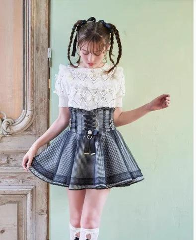 Mine Style Mass-Produced Japanese Casual Laminated Ruffles Lace  Skirts 2023 Autumn Winter High Waist Corset A- Line Mini Skirt