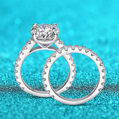 18k Plated 0.6-4.2CT All Moissanite Rings for Women Sparkly Luxury Wedding Diamond Band 100% 925 Sterling Silver Jewelry