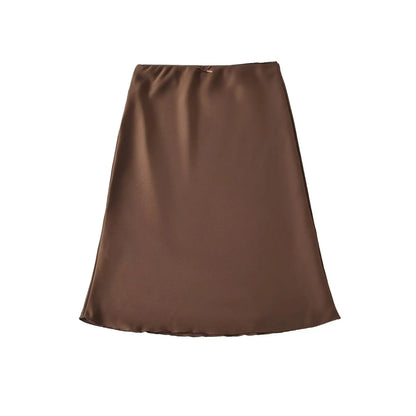 Sexy Slimming High Waist f-length Skirt Sweet Spicy Girl Faionable Versatile Outerwear A-line  Skirt for Women