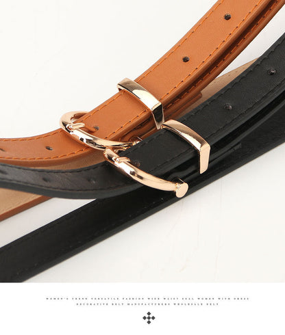 2023 Women Belts New PU Leather Simple Metal Buckle Belt Girls Dress Jean Pants Waistband Belts for Lady Luxury Designer Brand