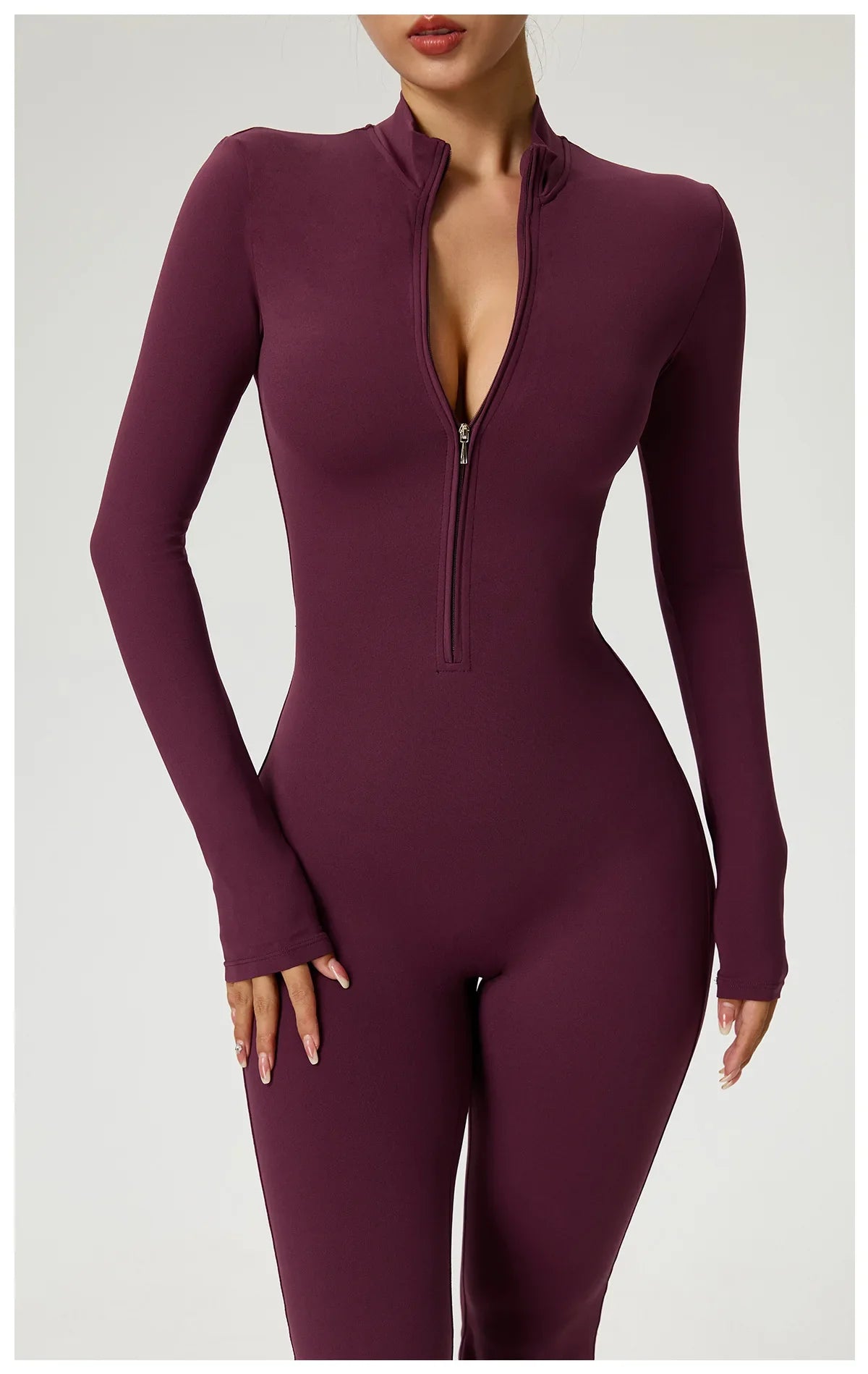 Zipper Jumpsuit Flared Pants Women Clothing Sportswear Gym Yoga Sport Sets Spandex Nylon Workout Sets Women Tracksuit