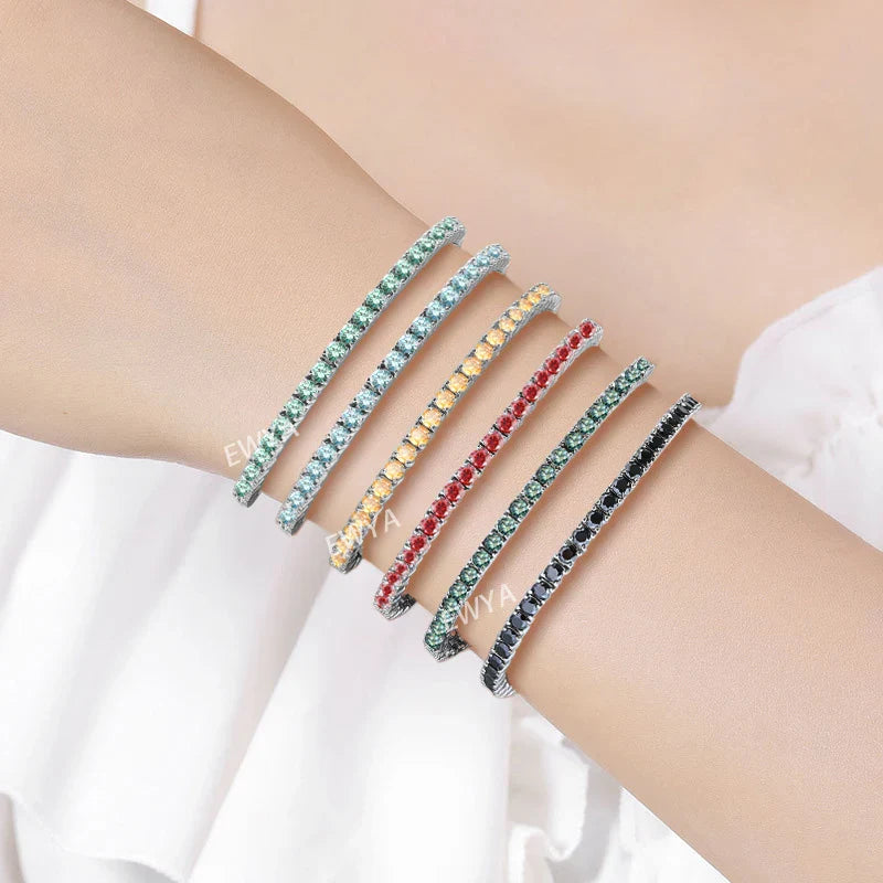 Full 3/4/5/6.5MM D Color Blue Green White Moissanite Tennis Bracelet for Men Women S925 Silver All Diamond Link Bracelets