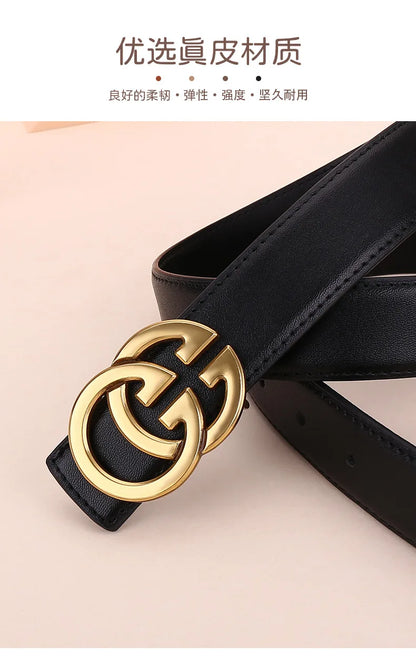 Ladies genuine leather belt, versatile decoration for business and casual wear, simple and fashionable, with a high-end feel.