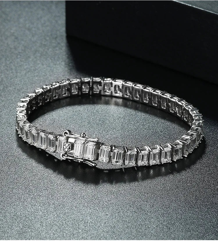 5*7mm 1ct Emerald Cut Moissanite Bracelets For Women Man S925 Silver Lab Diamond Bracelet Wedding Party Fine Jewelry