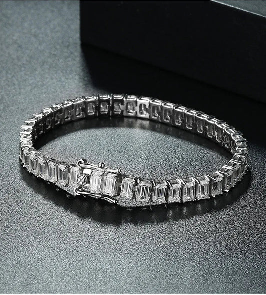 5*7mm 1ct Emerald Cut Moissanite Bracelets For Women Man S925 Silver Lab Diamond Bracelet Wedding Party Fine Jewelry