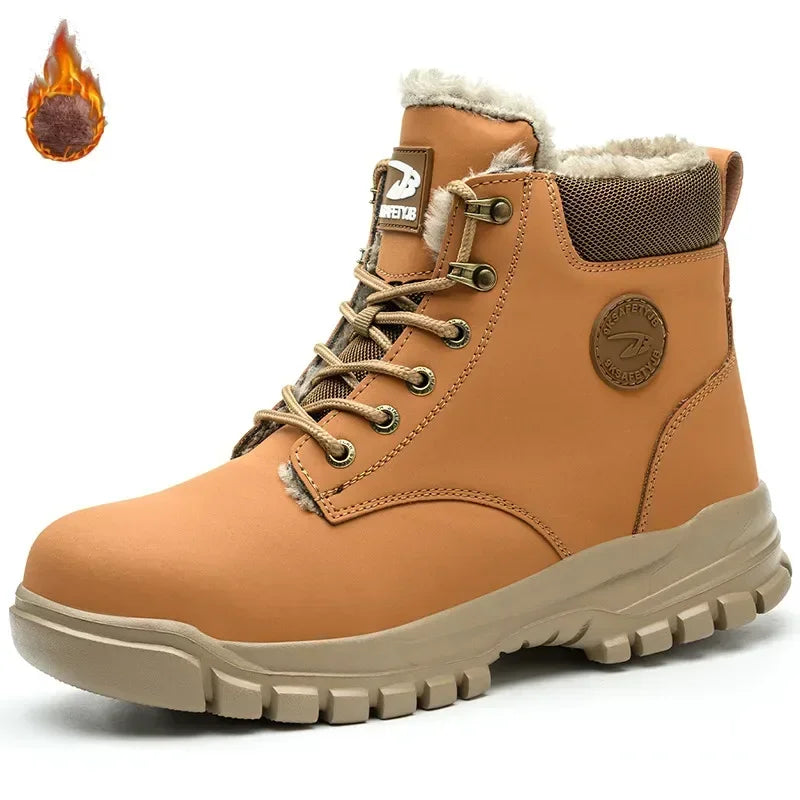 Winter Warm Men's Work Safety Boots Waterproof Sturdy Steel Toe Shoes Sports Shoes Safety Protection Cold Prevention