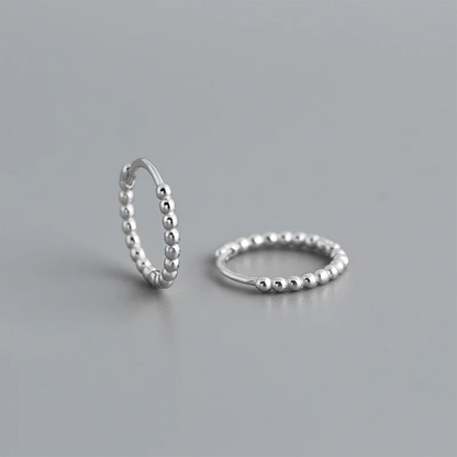 925 Sterling Silver Fashion Minimalist Beads Huggies Hoop Earrings for Women Trend Charm Ear Buckle Bohemian Jewelry Gift