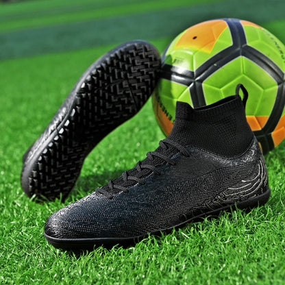 Men & Women TF Stud Football Boots, Anti-slip, Leather Material, Suitable for Student & Adult Training, Artificial & Natural Gra