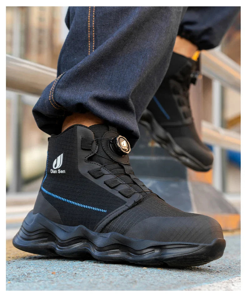 Men Safety Shoes Steel Toe Boots High Top Work Shoes Wear-resisting Slip Resistant Work Shoes Indestructible Breathable Sneakers