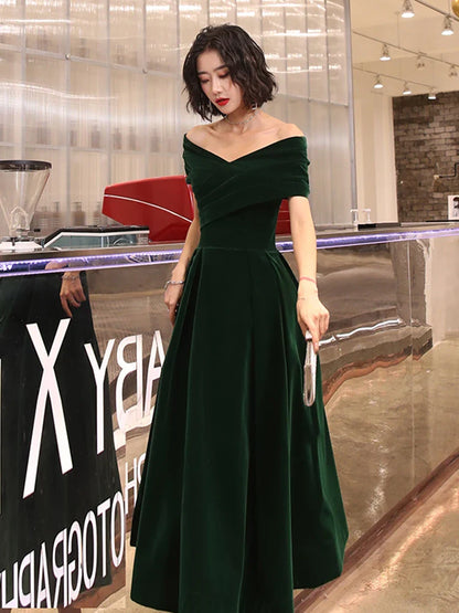 Spring Long Luxury Elegant Wine Red Soft Velvet Evening Party Wedding Dresses for Women 2022 Off Shoulder Maxi Dress