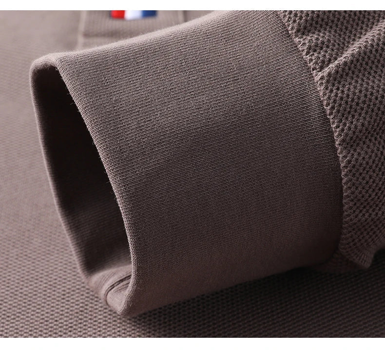 High end brand men's polo shirt long sleeved luxury fashion embroidered craft top 100% cotton 2024 Spring and Autumn new T-shirt