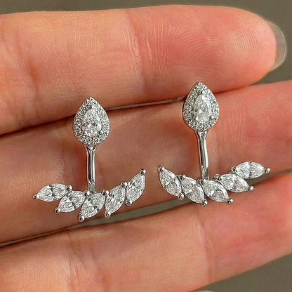 Marquise/Pear Cur Full Moissanite Stud Earrings with Certificate S925 Silver Detachable Jackets Earcuff Drop Earring for Women