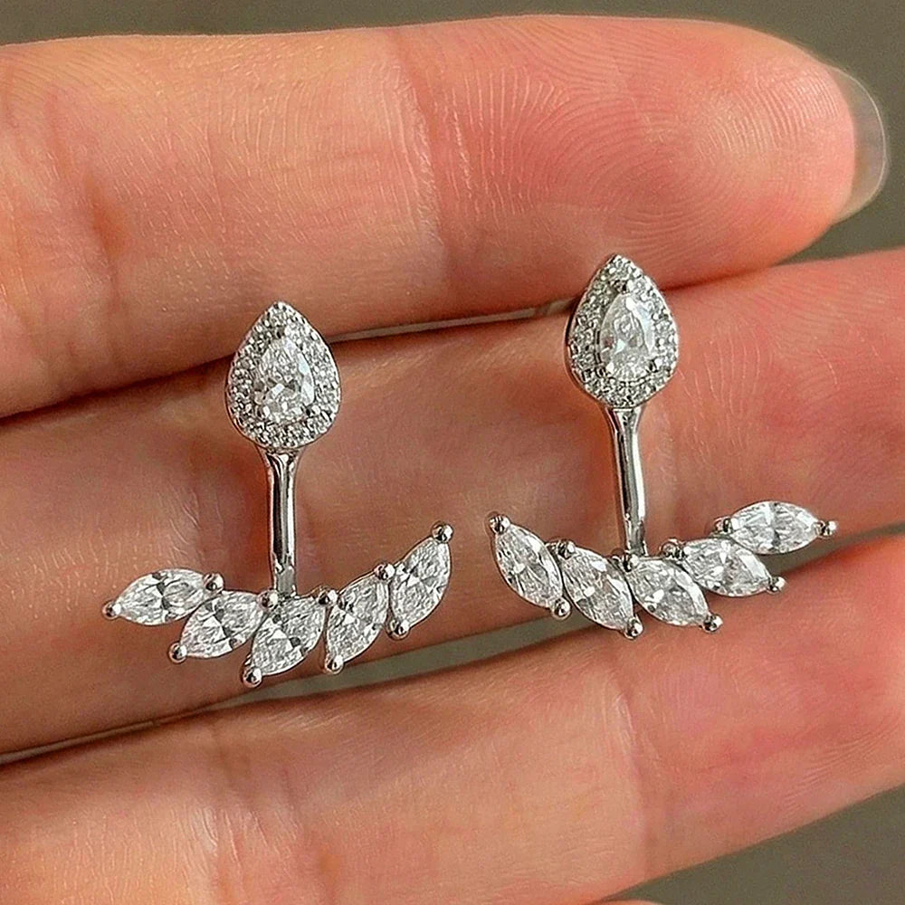 Marquise/Pear Cur Full Moissanite Stud Earrings with Certificate S925 Silver Detachable Jackets Earcuff Drop Earring for Women