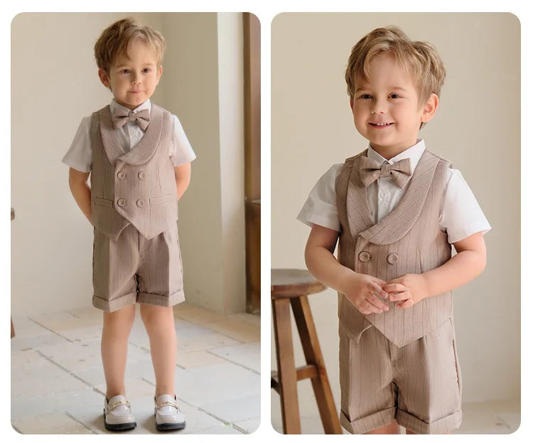 Flower Boys Summer Luxurious Birthday Dress Baby Kids Beaufitul Photograph Suit Children Formal Wedding Performance Tuxedo Wear