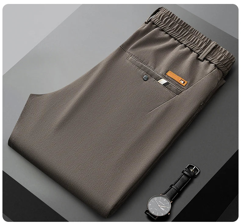 Business Straight Men's Pants Fashion Comfortable Brand Lyocell Soft Trousers Classic Simple Regular Solid Color Slim Pants