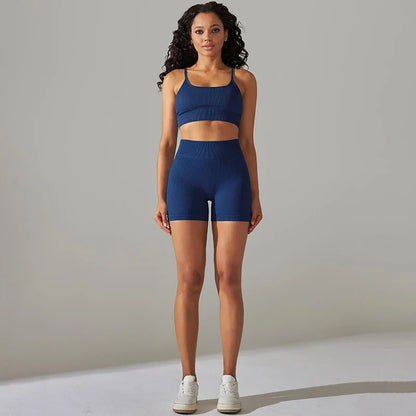 Seamless Yoga Set Gym Suits With Shorts Crop Top Sport Bra Women's Shorts 2 Pieces Set Running Workout Outfit Fitness Clothing