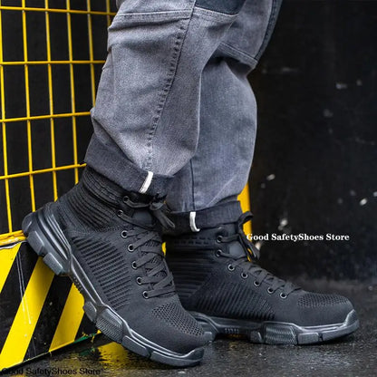 Fashion Safety Boots Men Steel Toe Work Shoes High Top Safety Work Boots Male Anti-smash Construction Protective Footwear