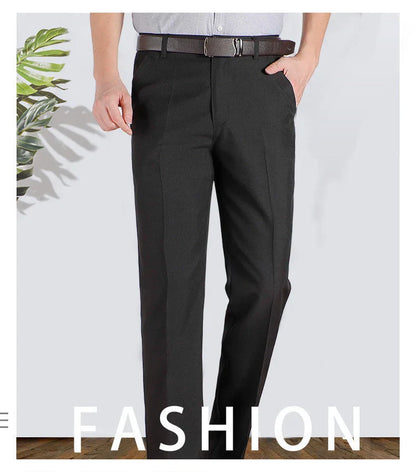 Men's Casual Business Suit Pants Full Length Soft Trim Brand Trousers Regular Straight Black Grey Large Size 28-40 GOZBKF