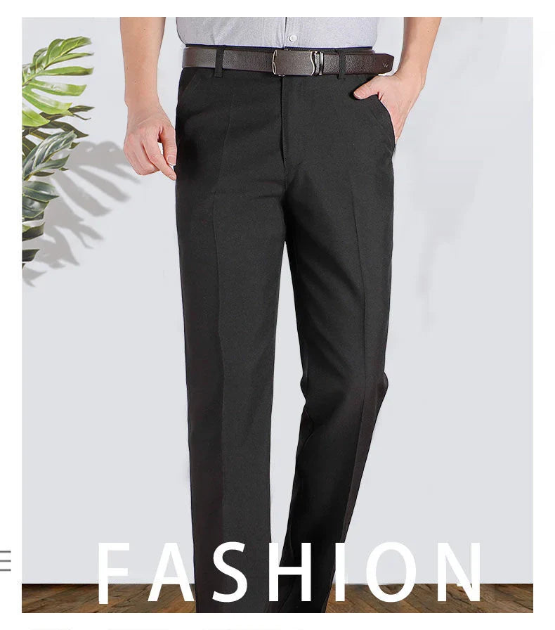 Mens Autumn Thick Summer Thin Business Pants Loose Male Pant High Waist Straight Trousers Casual Fashion Pant Plus Size 28-40