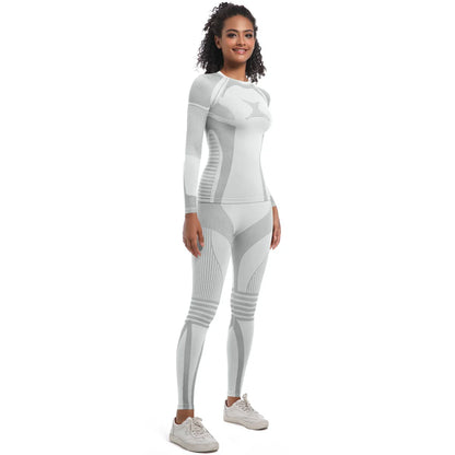 Women Skiwear Set Yoga Set Skiing Underwear Fitness Workout Thermal Gym Ski Snowboarding Running Yoga Exercise Suit Long Johns