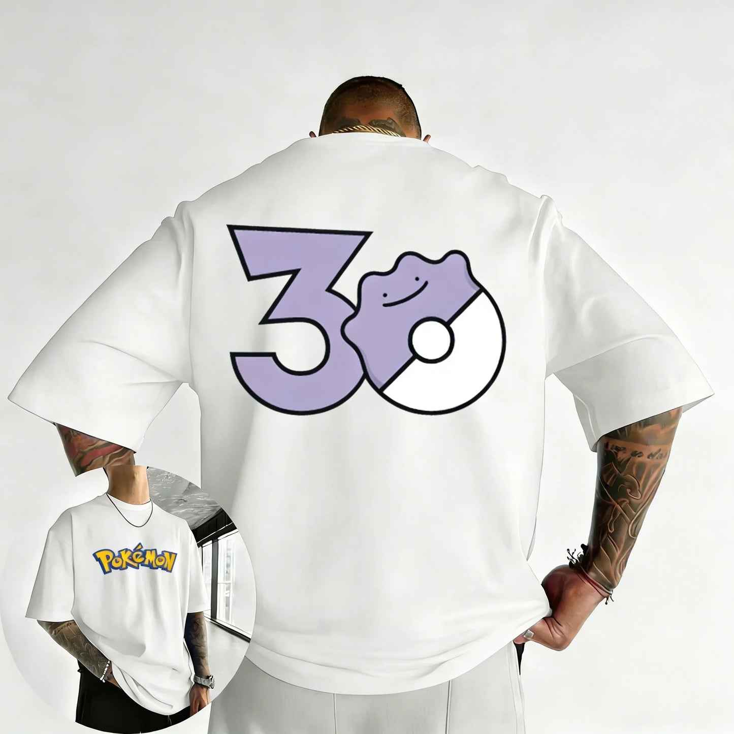 30th Anniversary Ditto Printed T-shirt Summer New Men's and Women's Trendy Large Loose Casual Y2K Short Sleeve Top