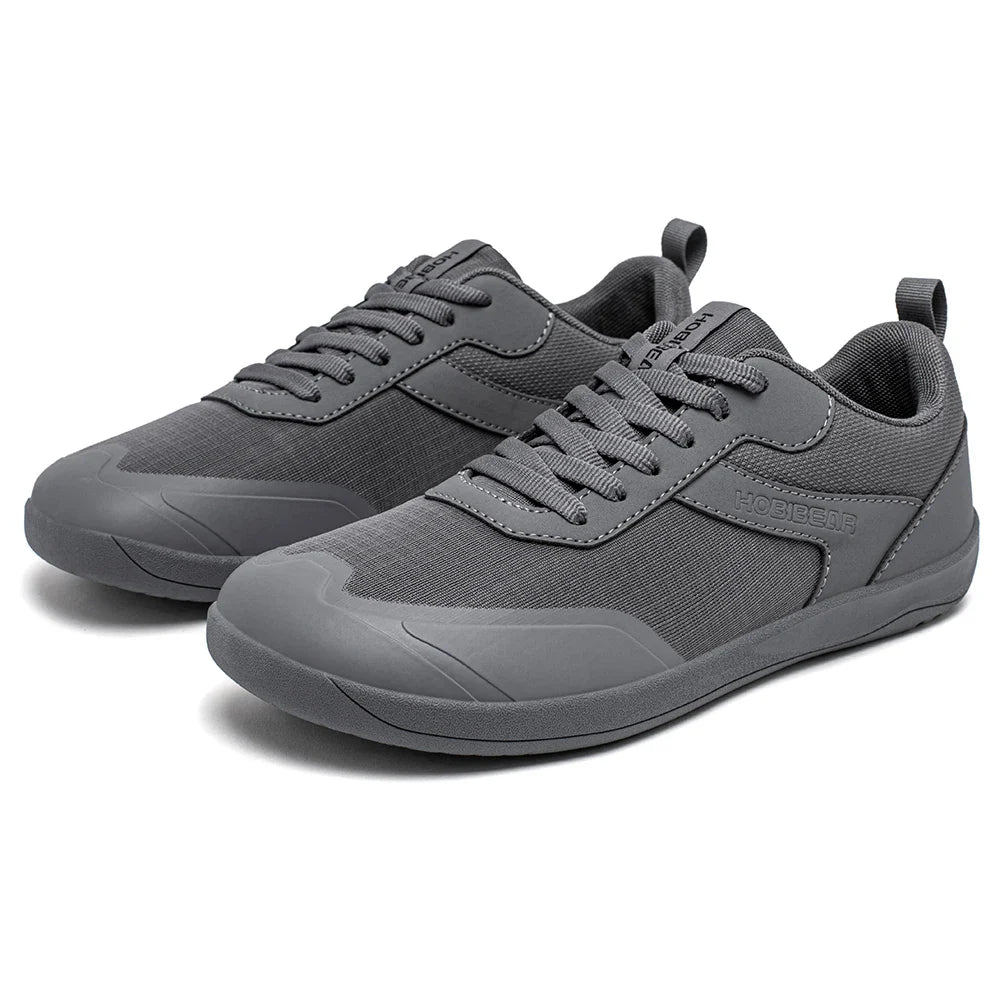 Wide Toe Shoes Mens Womens Minimalist Mesh Artificial Leather Sneakers Lace Up Lightweight Breathable Walking Shoes