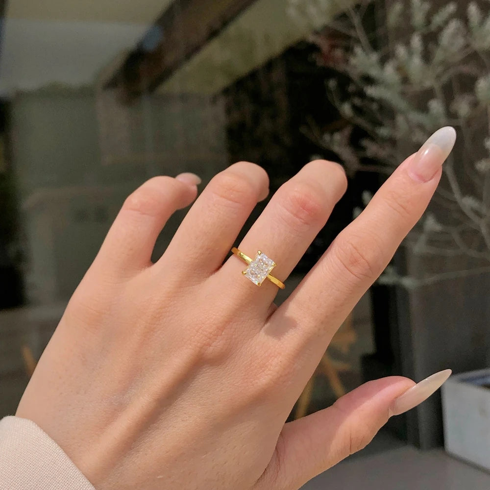 18K Gold Plated 925 Sterling Silver Crushed Ice Cut Lab Sapphire Gemstone Wedding Party Fine Jewelry Rings Wholesale