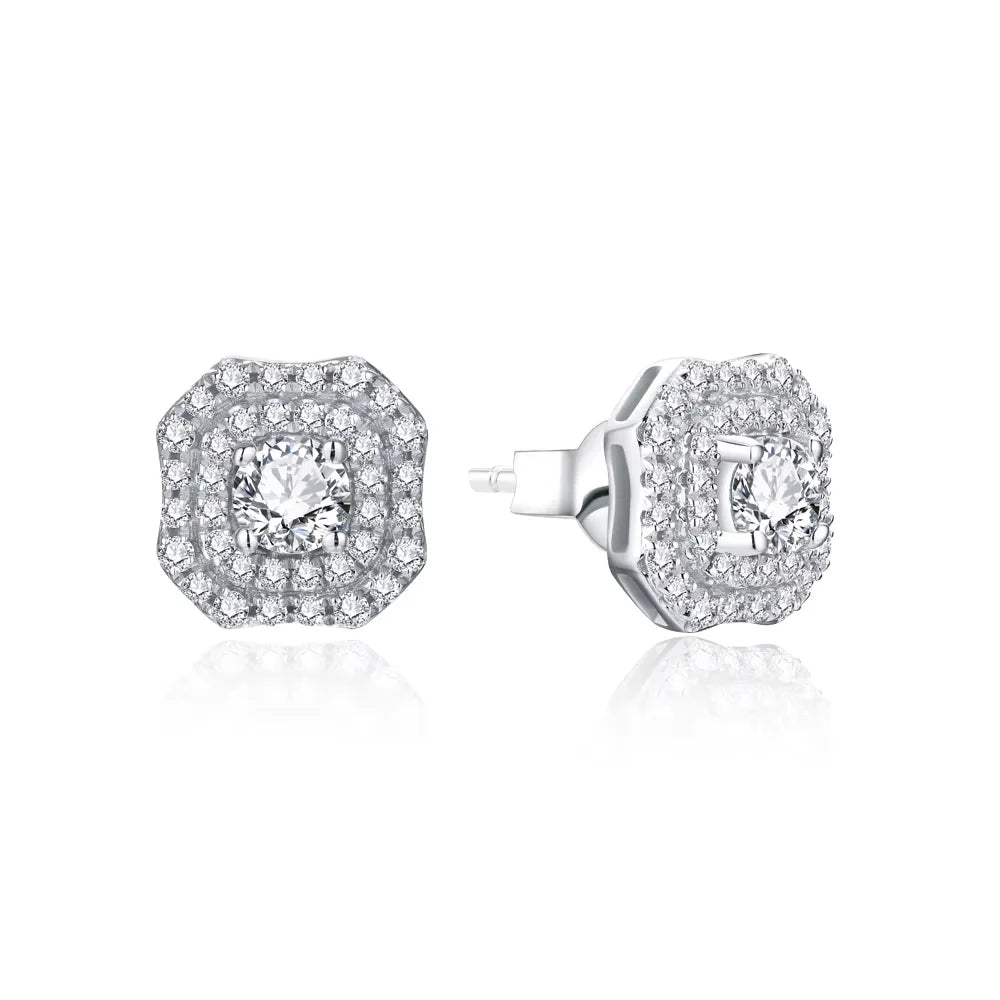 Luxurly D VVS1 Color Moissanite Stud Earrings For Women Top Quality 100% 925 Sterling Silver Sparkling Wedding Jewelry
