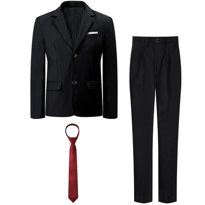 Suit for Kid Boys Wedding Formal Outfit Set Easter Gentleman Birthday Party Clothes Perform Tuxedo Pants + Blazer + Necktie 3PCS