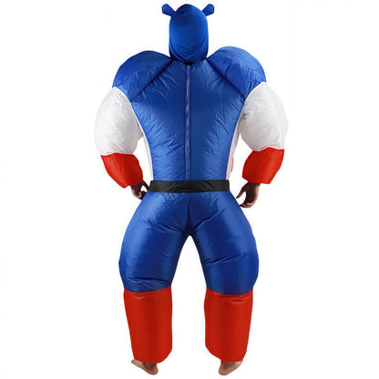 Adult Thick US Team Inflatable Suit Green Muscle Style Cosplay Stage Performance Costume