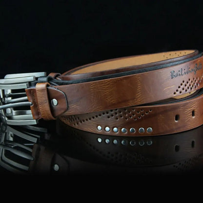 Simple Leather Men's Belt Luxury High Quality Classic Buckle Business Cowboy Vintage Waistband Alloy Belts