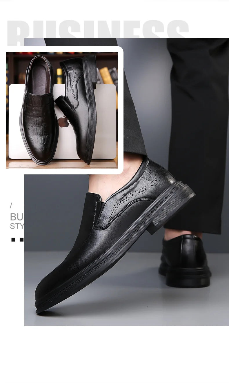 2026 Spring Autumn New Designer Brogue Shoes for Men Fashion Business Casual Shoes Male Solid Color Leather Shoe Loafers Man