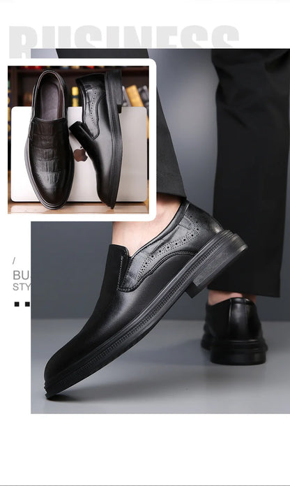 2026 Spring Autumn New Designer Brogue Shoes for Men Fashion Business Casual Shoes Male Solid Color Leather Shoe Loafers Man