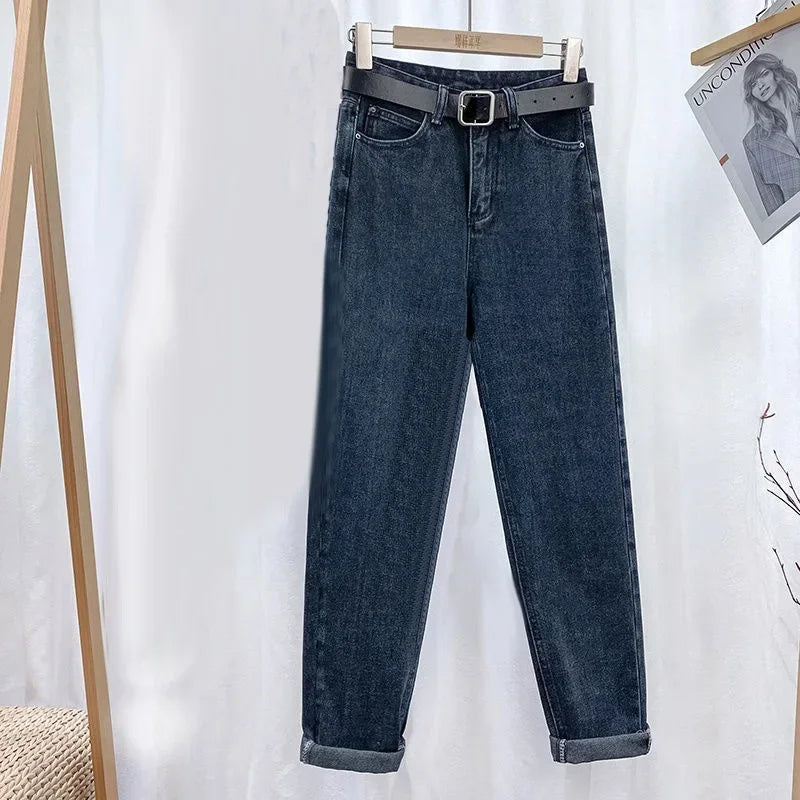 Jeans For Women Clothes Distressed Denim Cotton Pants High Waist Straight Loose Harem Trousers Female Clothes Aesthetic Jeans