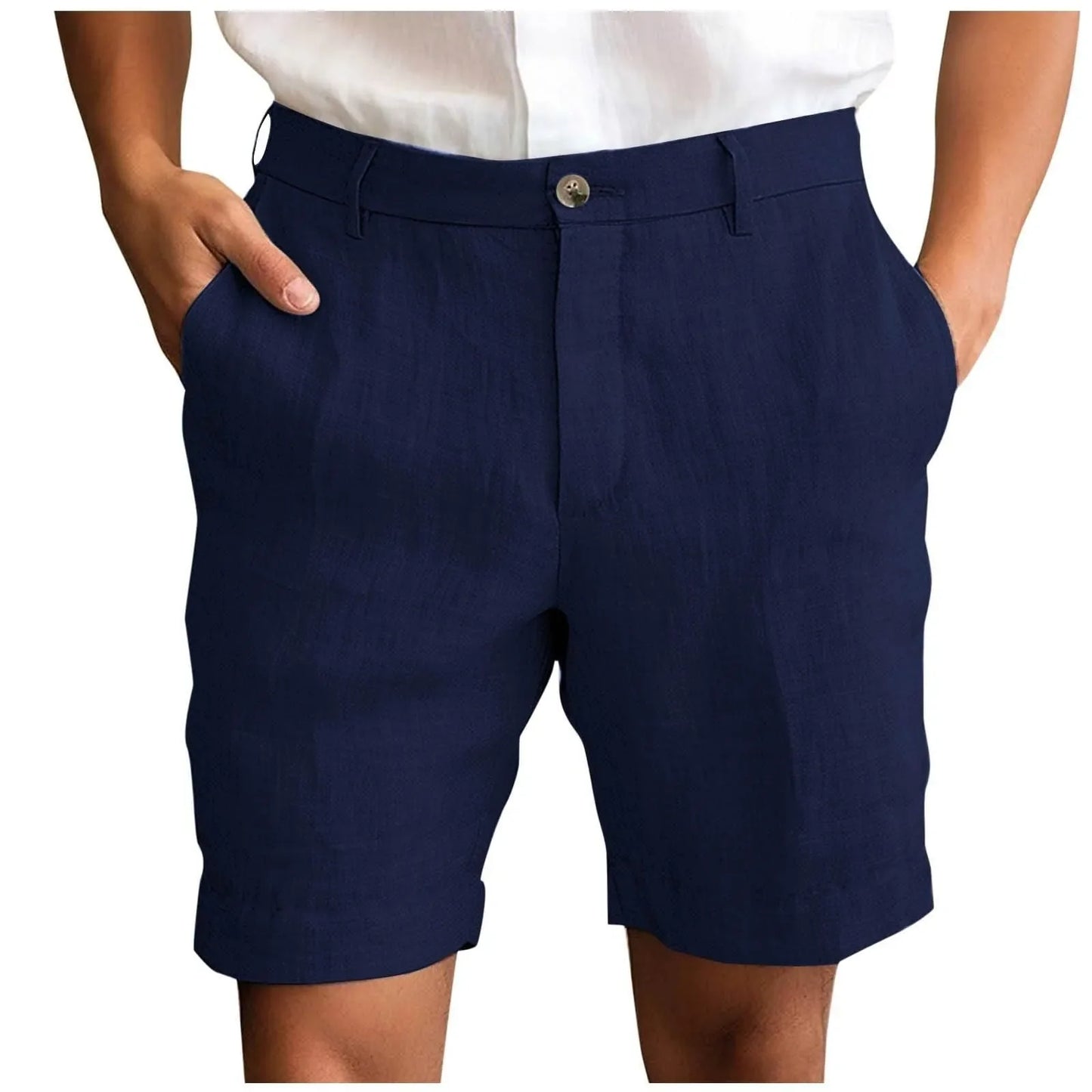 2025 Summer Cotton Linen Shorts for Men Solid Casual Button Pocket Beach Shorts Men's Comfortable Simple Vacation Leiture Pants