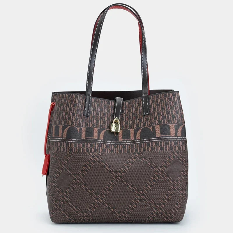 Classic Full Print Pattern Mother And Child Tote Bag For Women 2026 New Light Luxury Large Capacity Commuter Handbag