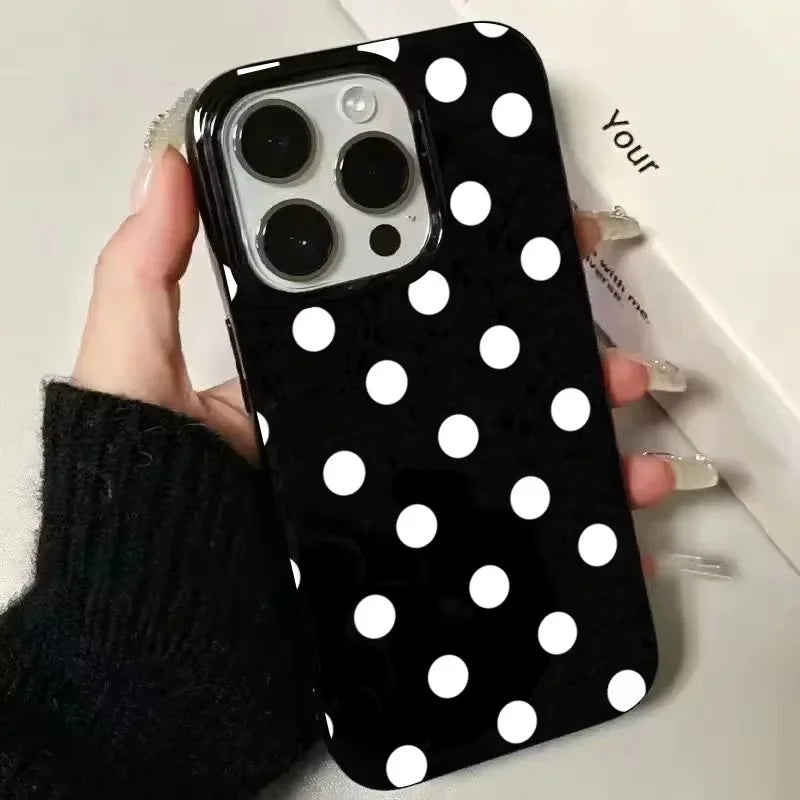 White Polka Dots Phone Case For IPhone 16 17 Pro 17Air 15 14 13 12 11 Pro Max 7 8 Plus X XS XR Shockproof Soft Cover Case