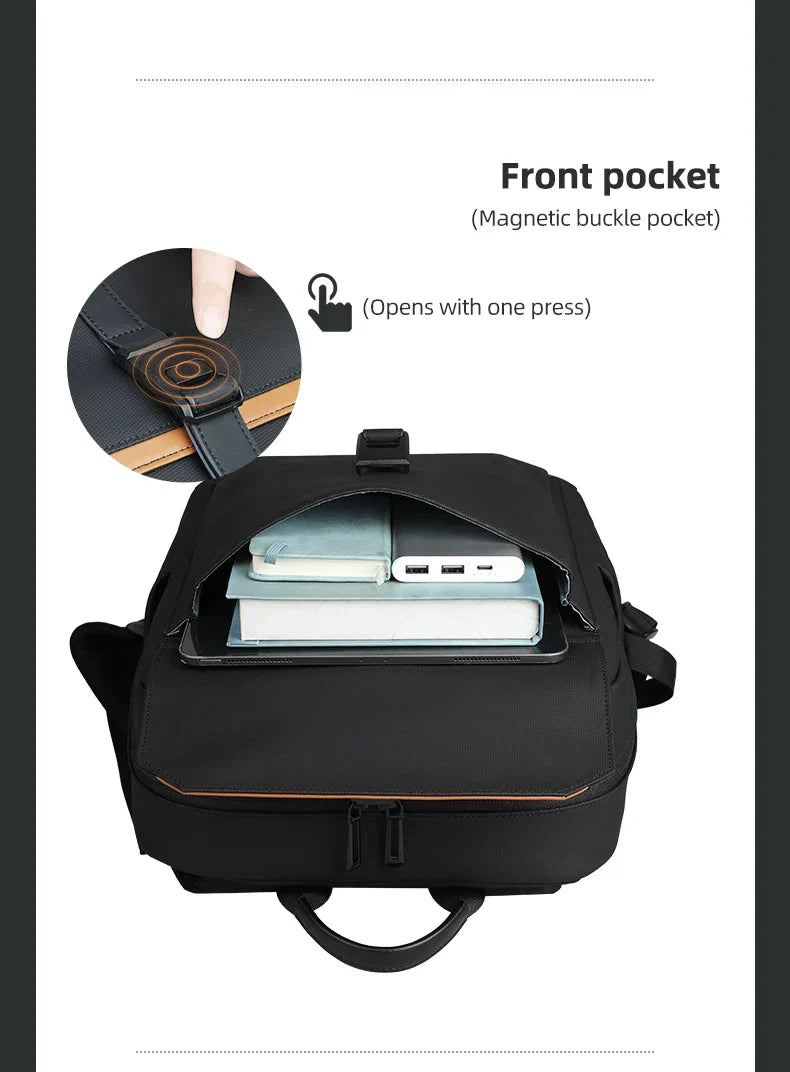 Stylish Business Backpack for Men Waterproof 15.6 inch Flap Laptop Backpack Multiple Pockets Casual Daypack for Work School