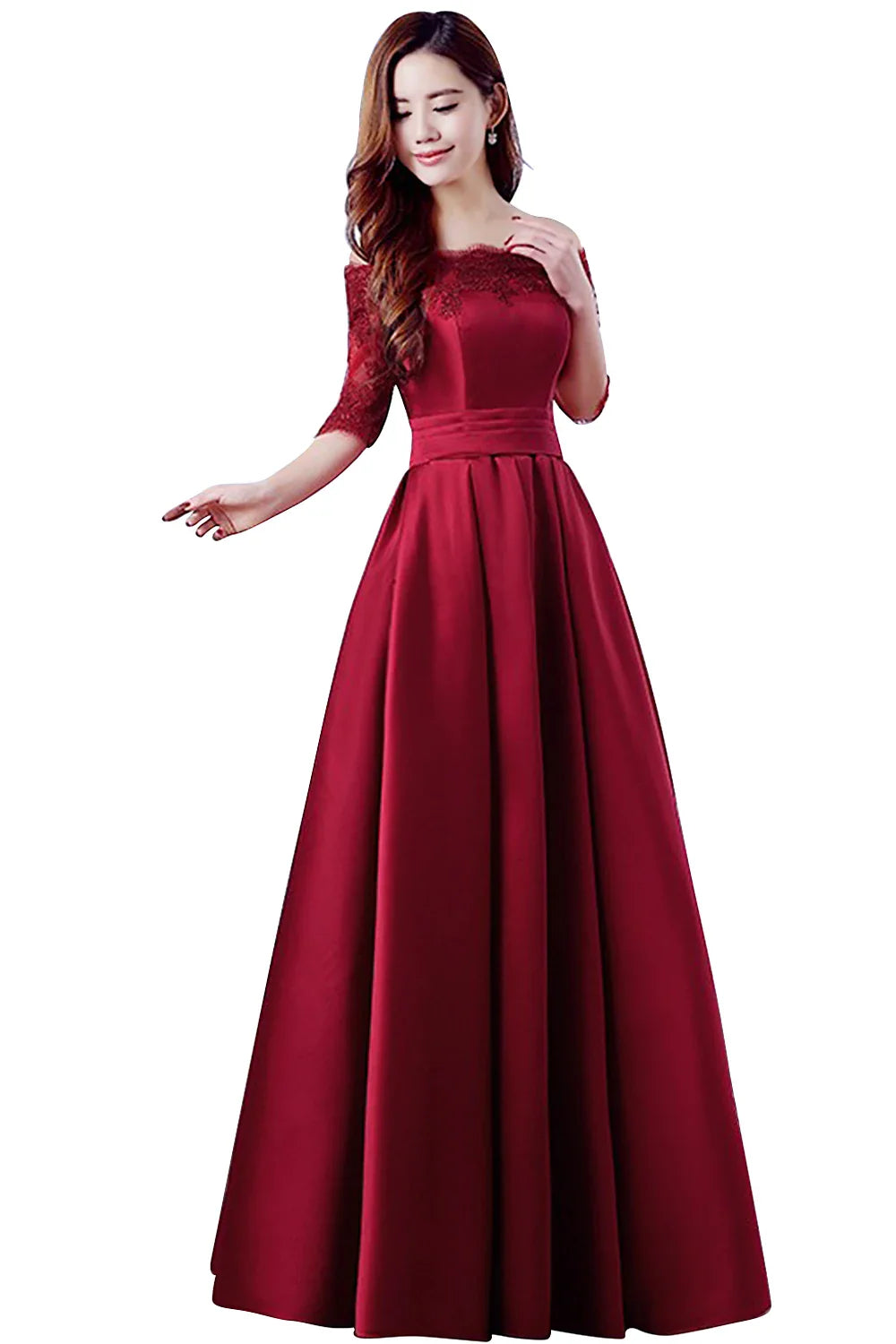 Luxury Lace Appliques Evening Dresses Elegant Satin A Line Embroidery Lace Up Prom Gowns Formal Party Vestido De Gala For Bride